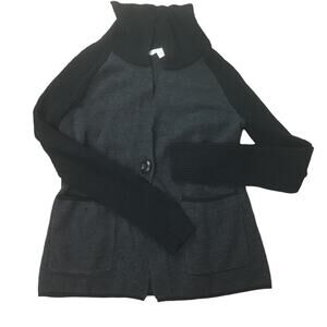 Coldwater Creek Womens Wool Blend Cardigan Sweater Black Gray Small (6-8)